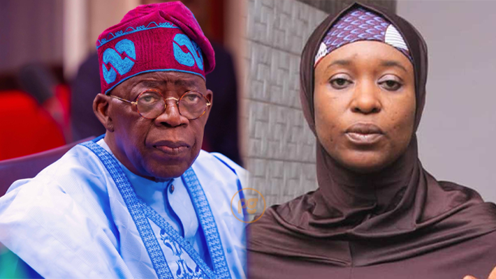 President Bola Tinubu and Aisha Yesufu