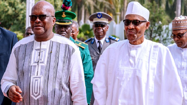 President Muhammadu Buharinof Nigeria and President Roch Marc Christian Kabore of Burkina Faso. [CREDIT: Channels TV]