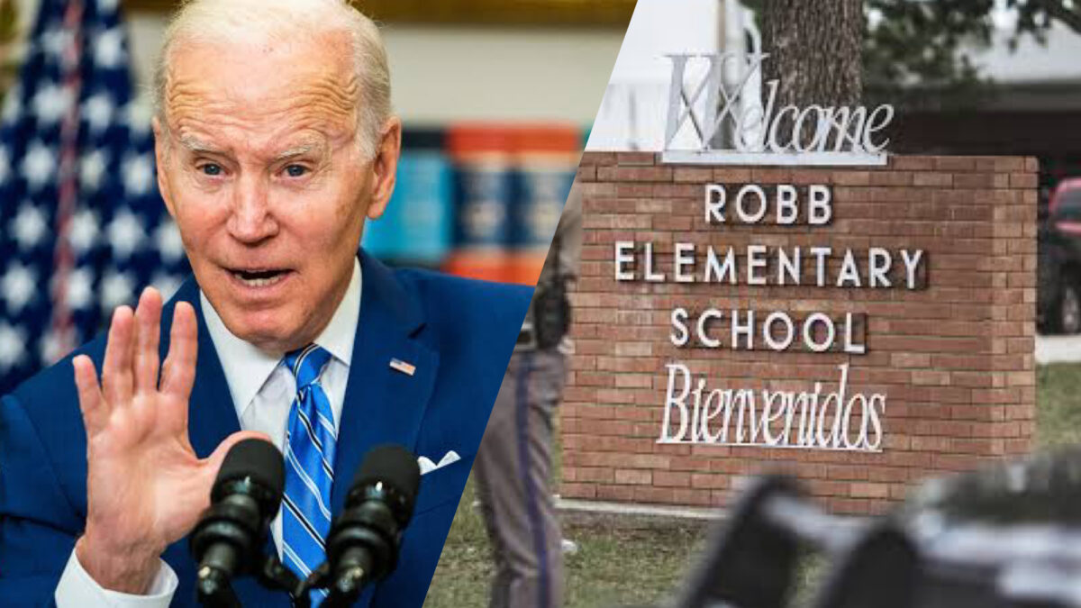 President Joe Biden and Robb Elementary School