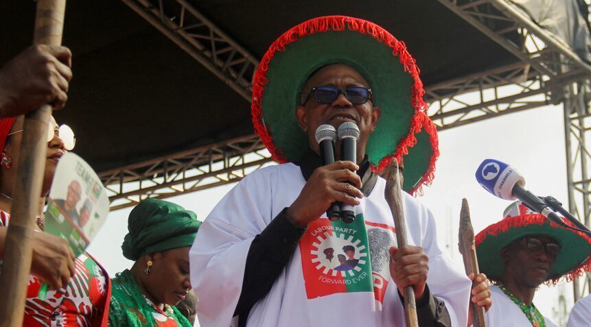 Obi campaigning in LP attire