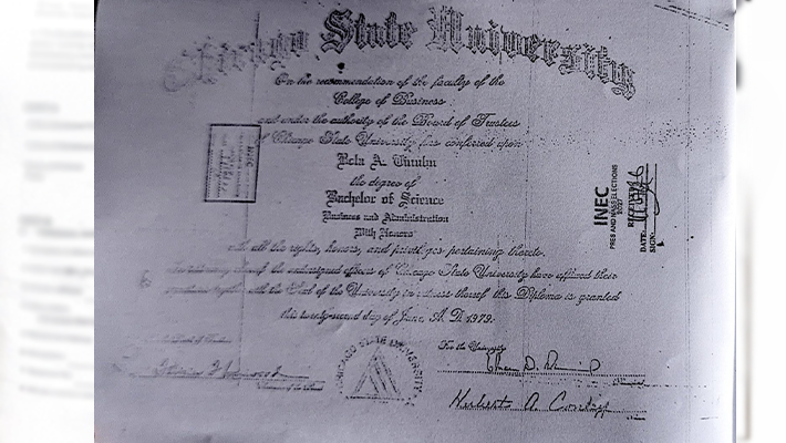 President Bola Tinubu’s controversial Chicago State University certificate