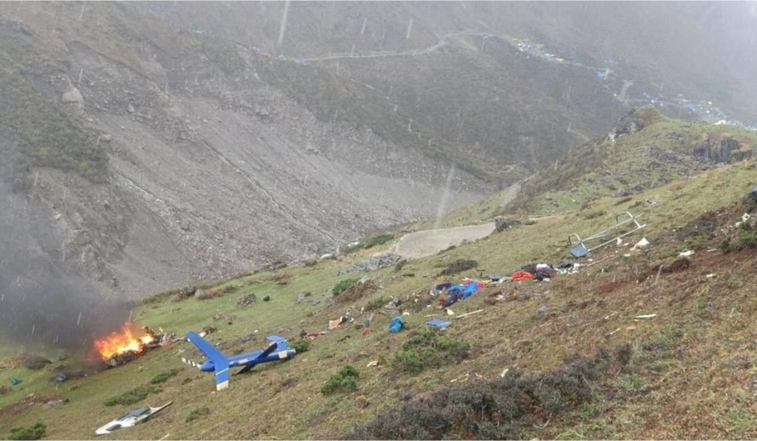 Crashed site of helicopter carrying pilgrims to Kedarnath in India