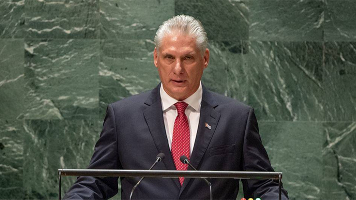 Cuban President Miguel Bermúdez addressing UNGA