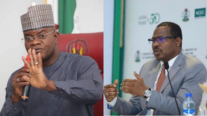 Governor of Kogi State, Yahaya Bello and Faisal Shuaib, the Executive Director of NPHCDA.