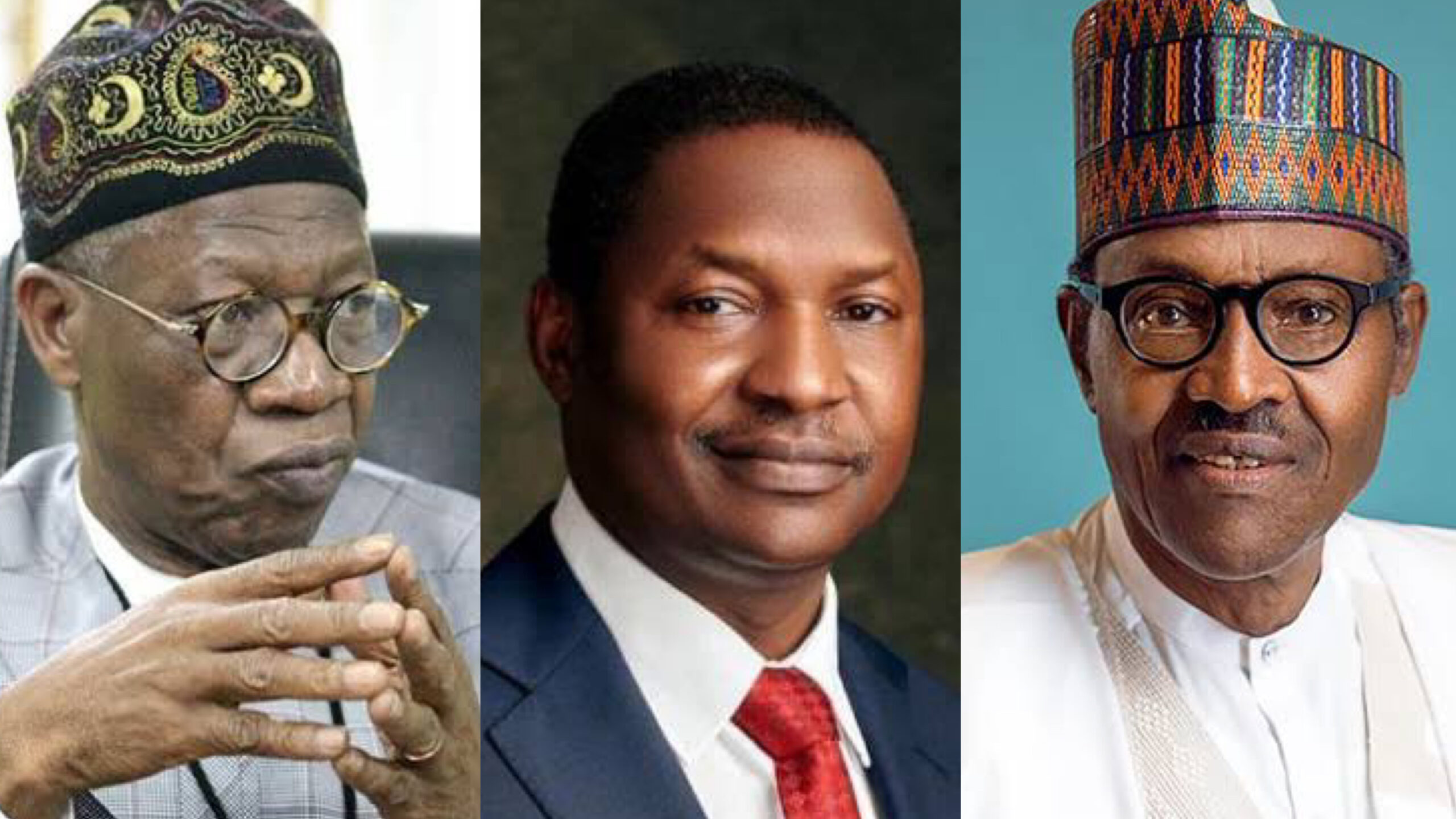 Lai Mohammed, Abubakar Malami and Muhammadu Buhari