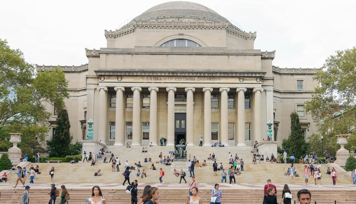 Columbia’s campus with students