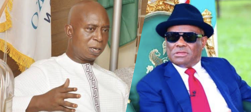 A composite of Nyesom Wike and Ned Nwoko