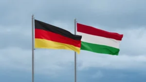 Flags of Germany and Hungary