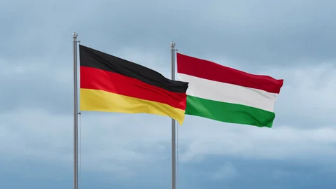 Flags of Germany and Hungary