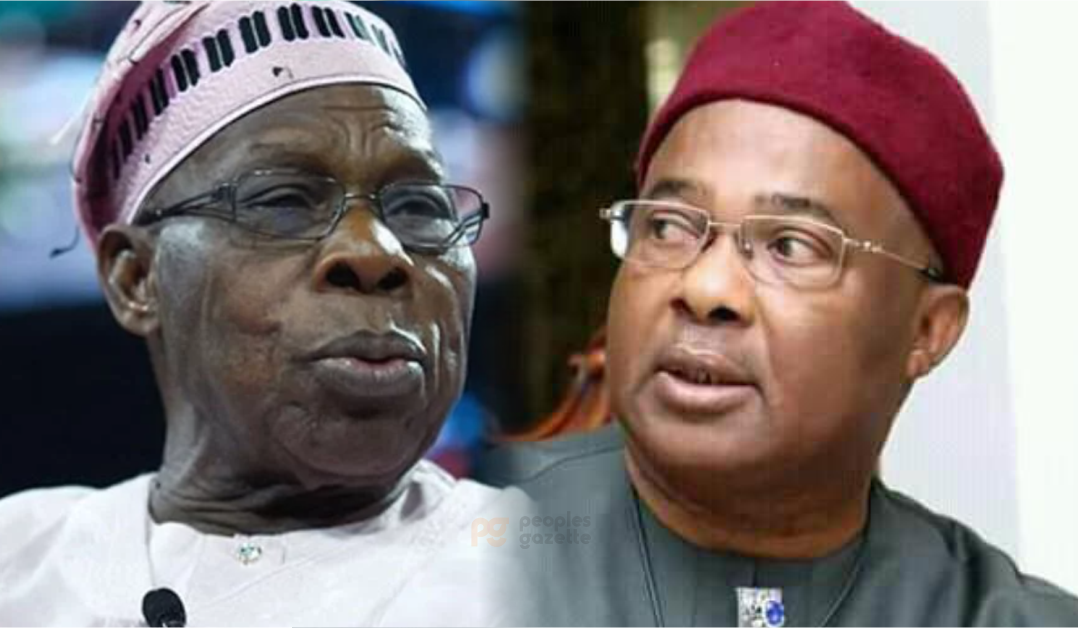 Former President Olusegun Obasanjo and Imo governor Hope Uzodinma