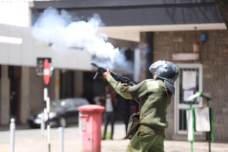 POLICE TEAR-GASSING PROTESTING KENYANS