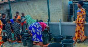 Residents fetching water from taps
