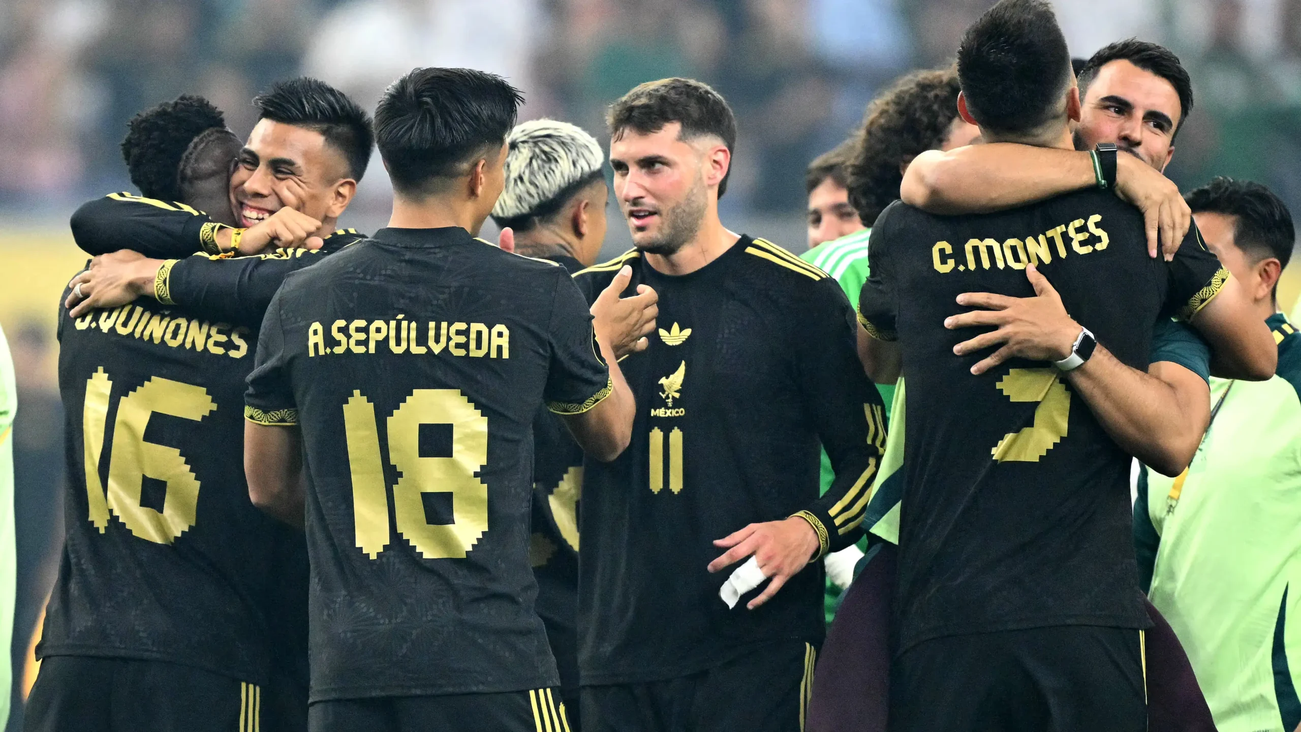 Mexican players celebrating
