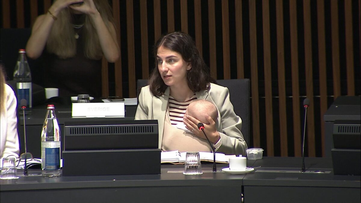 Swedish minister with baby