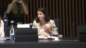 Swedish minister with baby