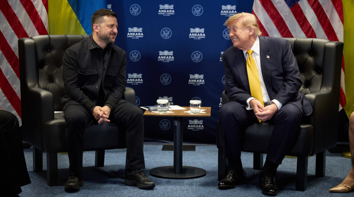 Trump sitting with Zelensky