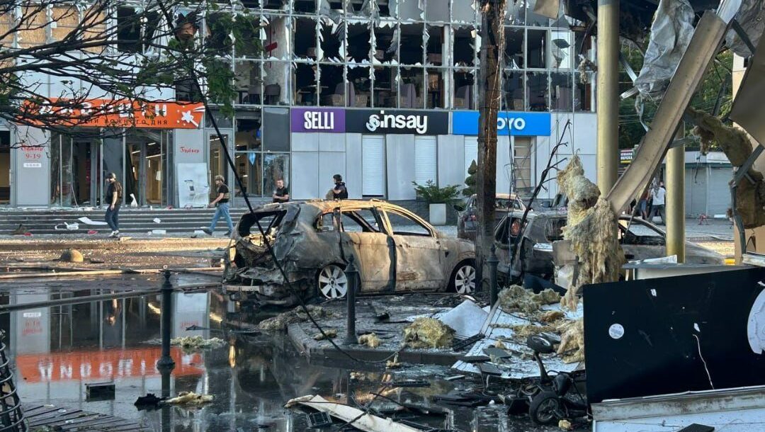 Aftermath of Russian drone attack in Ukraine
