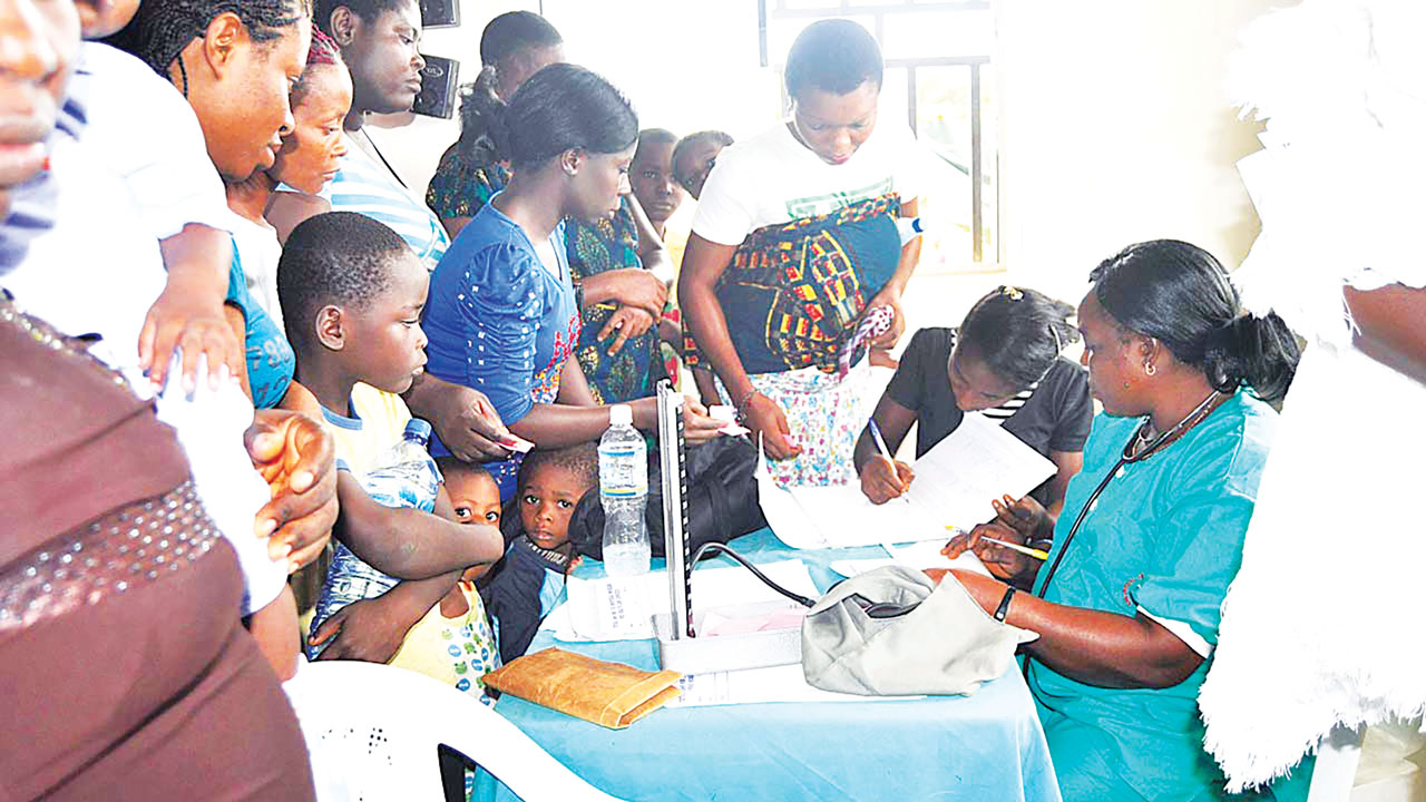 Women and children at a primary healthcare centre