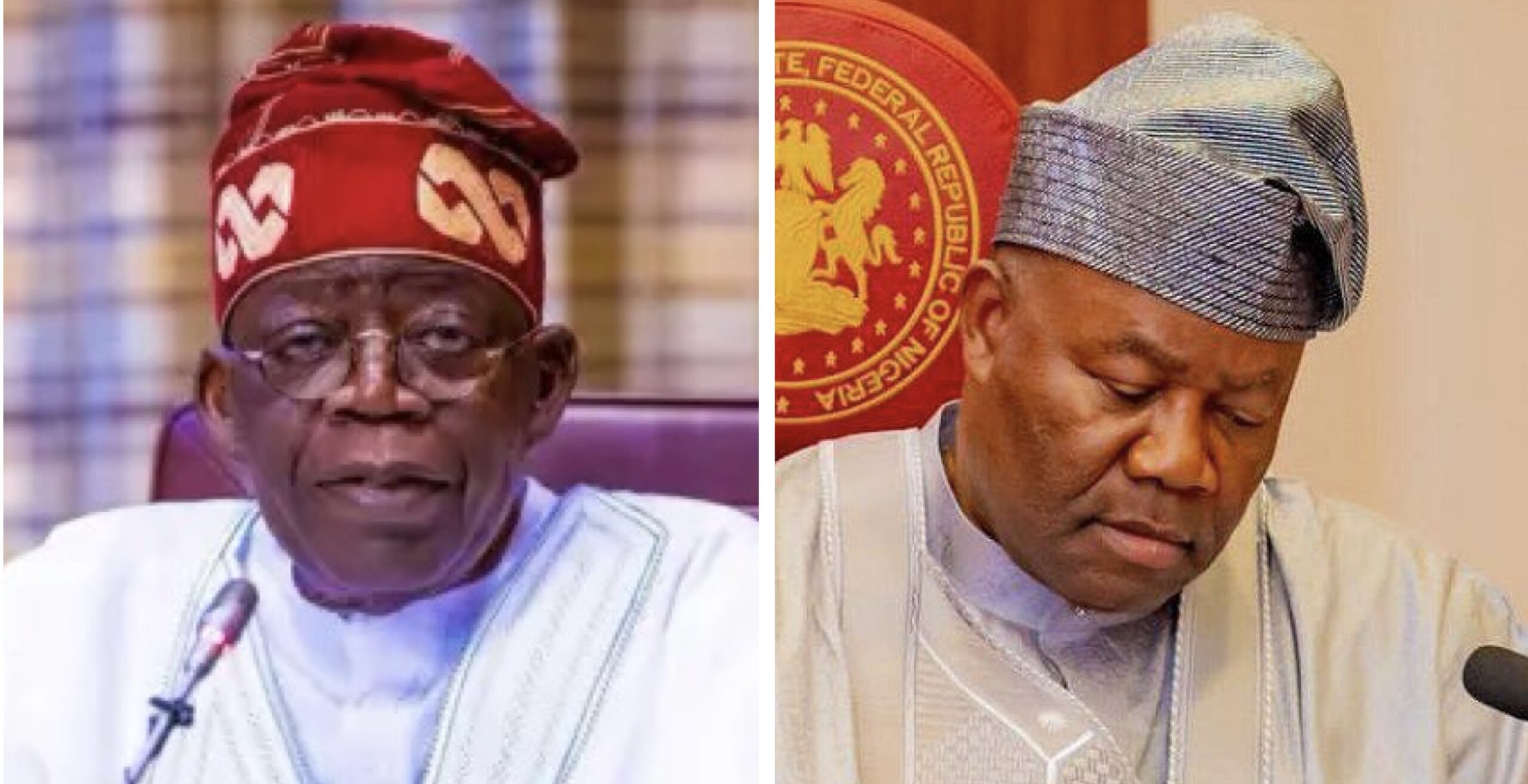 A composite photo of President Bola Tinubu and Senate President Godswill Akpabio