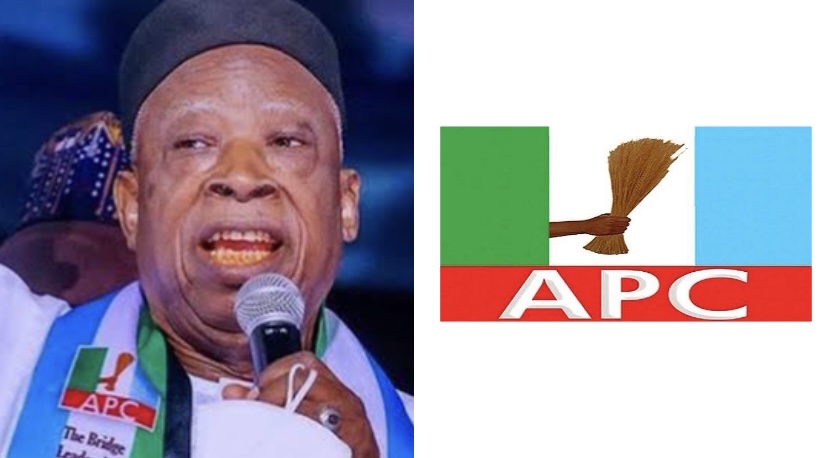 Abdullahi Adamu and APC logo