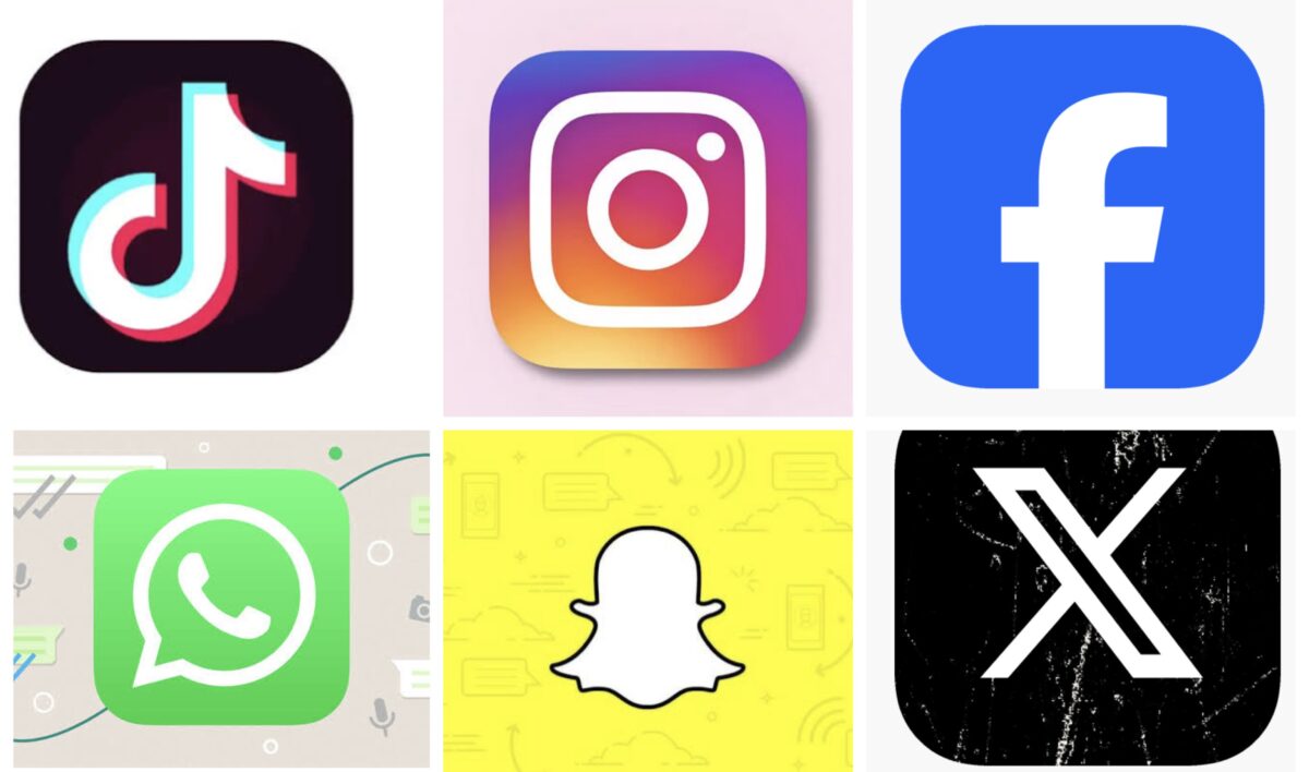 TikTok, Instagram, WhatsApp, Facebook, X, SnapChat