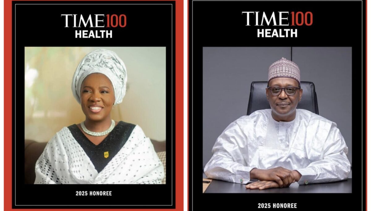Minister of health Ali Pate and Bako Aiyegbusi on 2025 TIME100 Health list