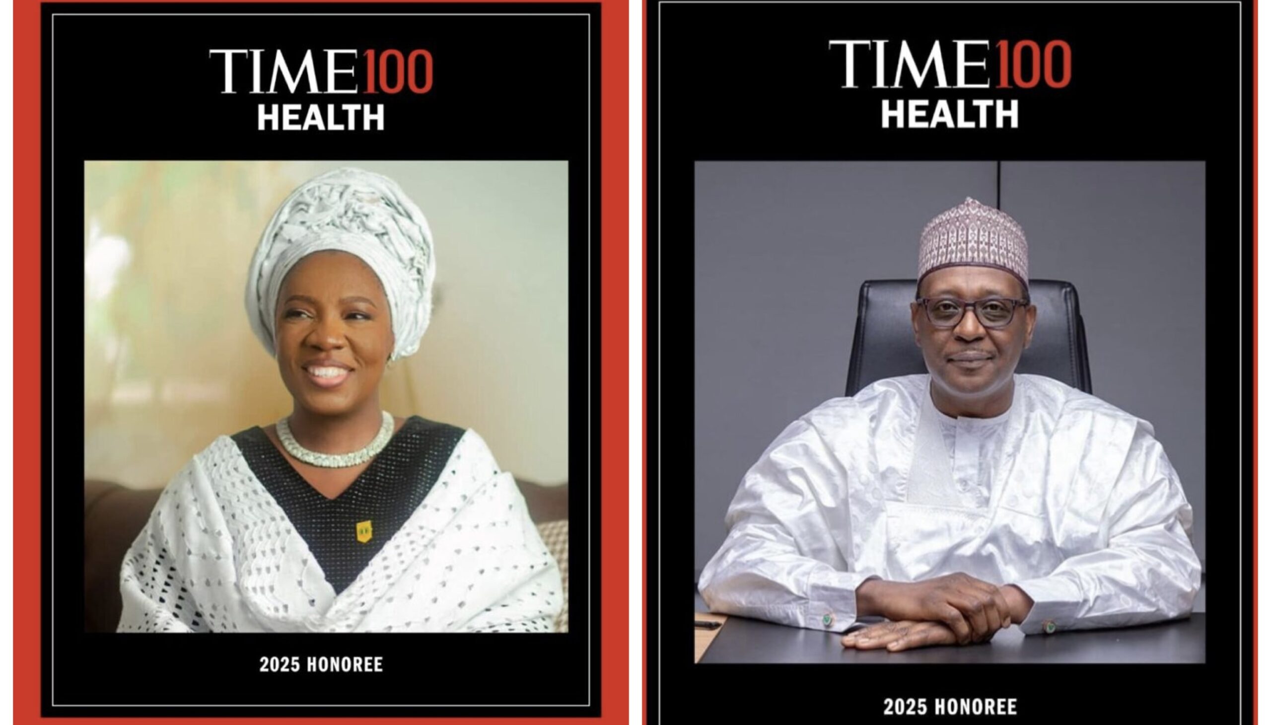Minister of health Ali Pate and Bako Aiyegbusi on 2025 TIME100 Health list