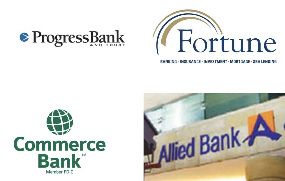 Progress Bank, Fortune Bank,Commerce Bank,Allied Bank,