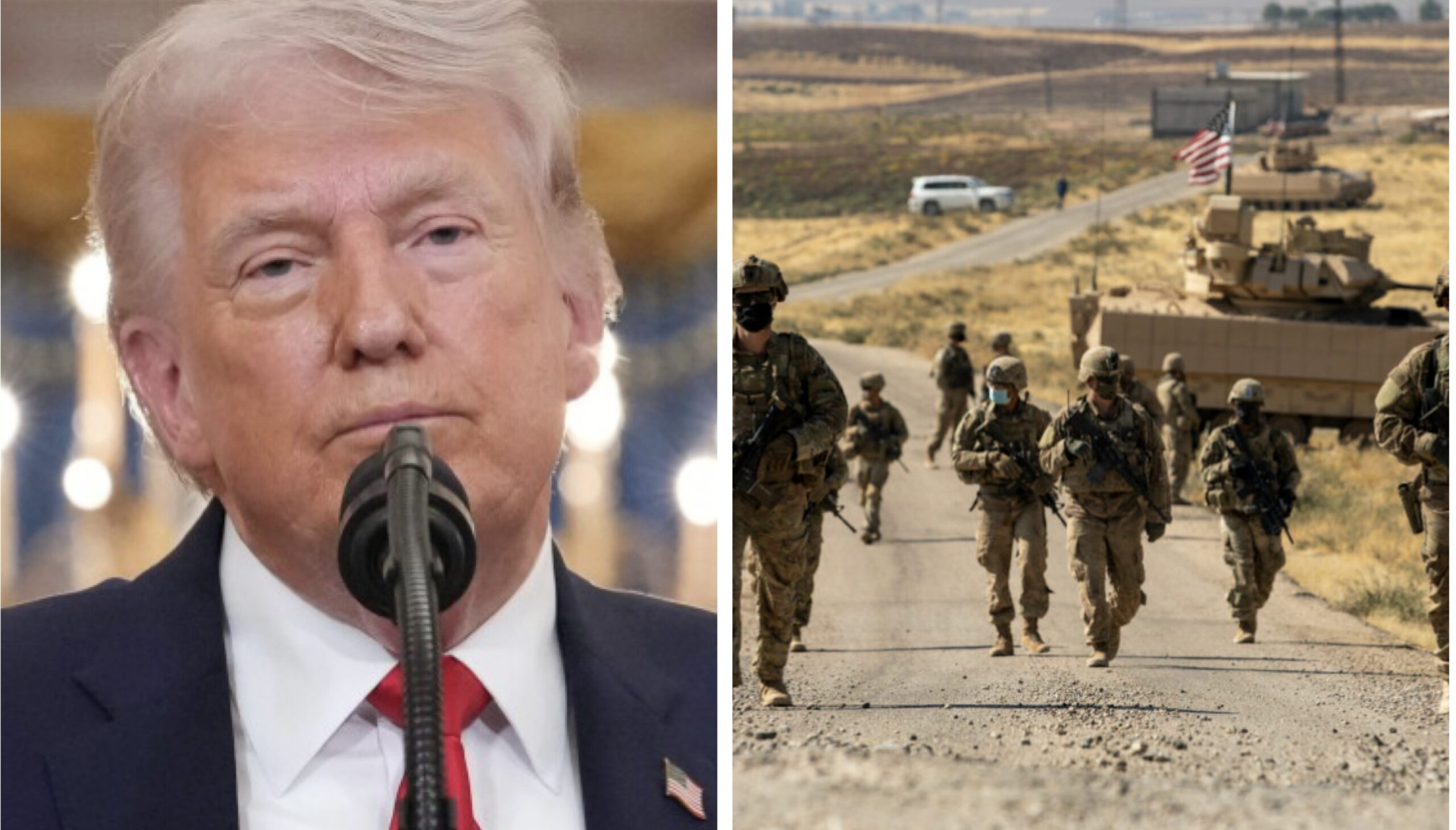 President Donald Trump and U.S. troops