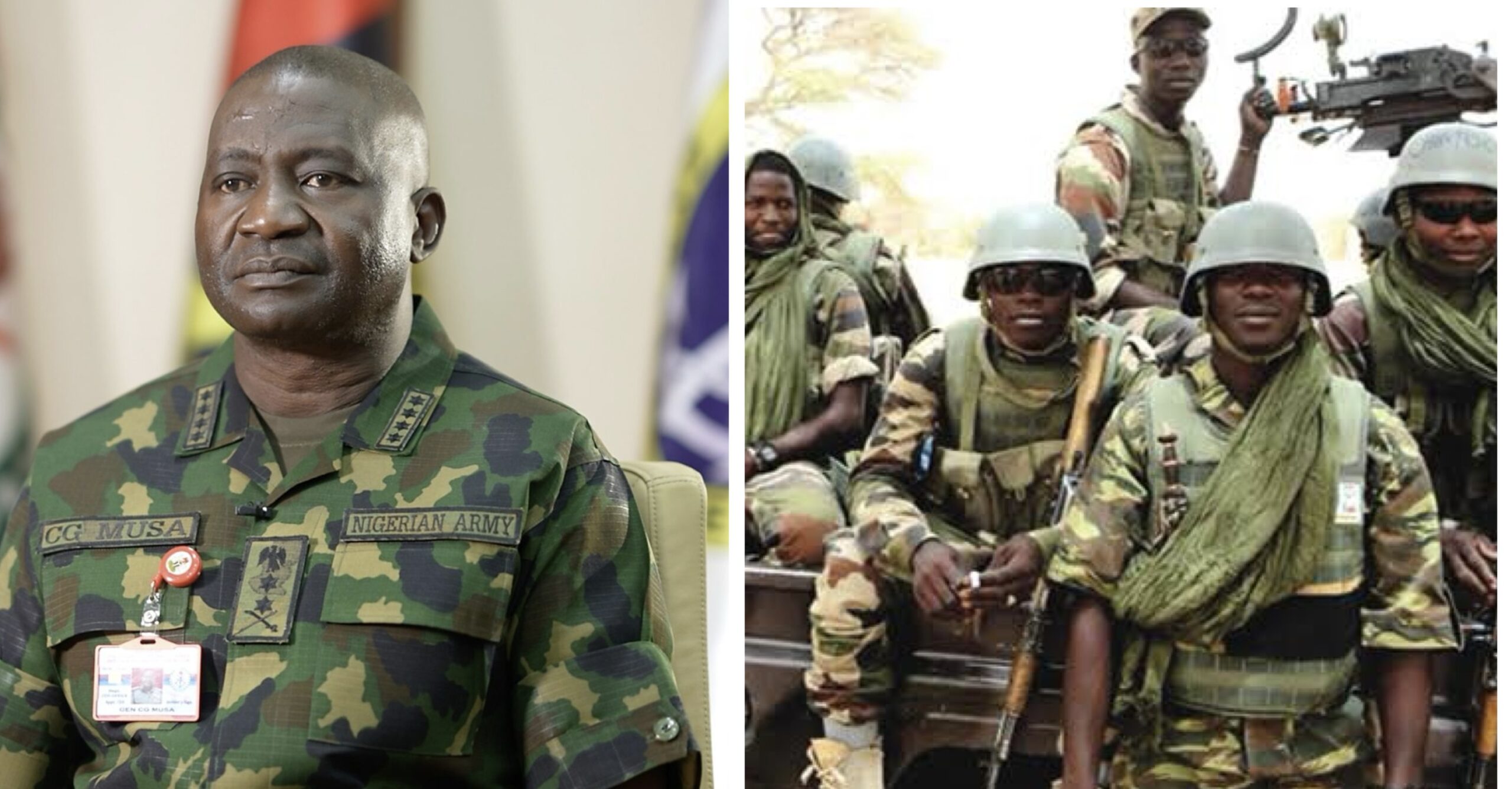 Minister of Defence, Christopher Musa (retd.) and Nigerian Troops