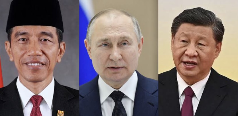 Joko Widodo and Vladimir Putin and Xi Jingping