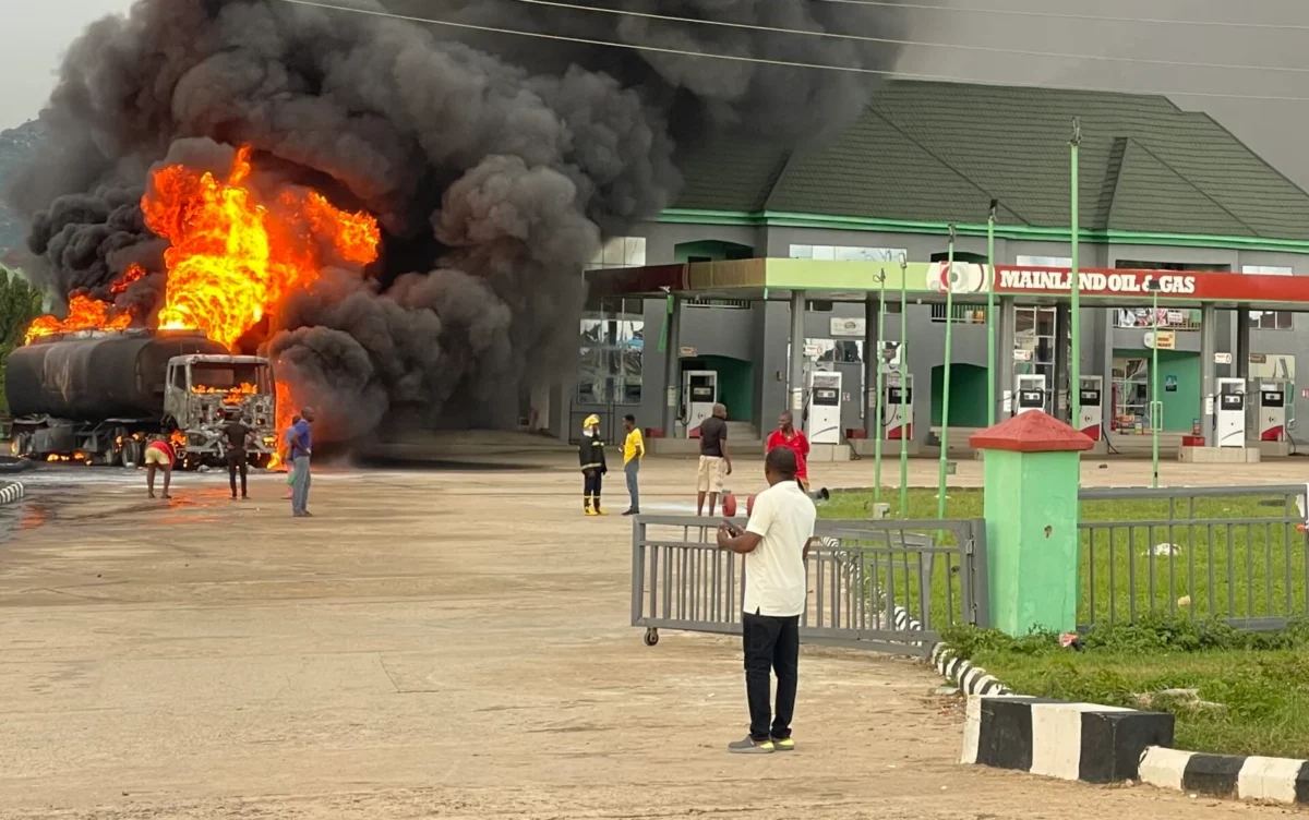 Fire guts petrol tank