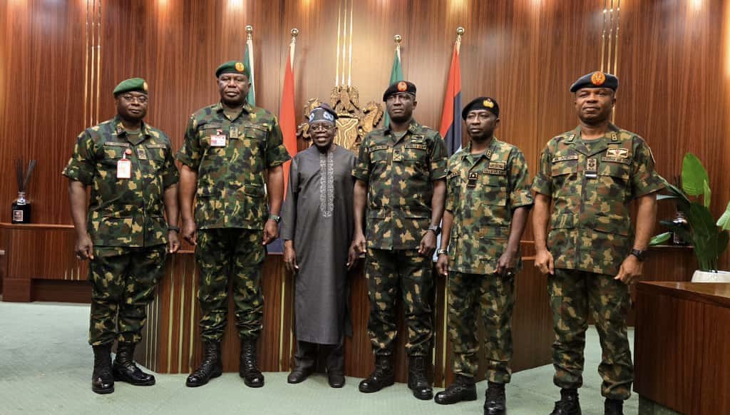 President Bola Tinubu with soldiers