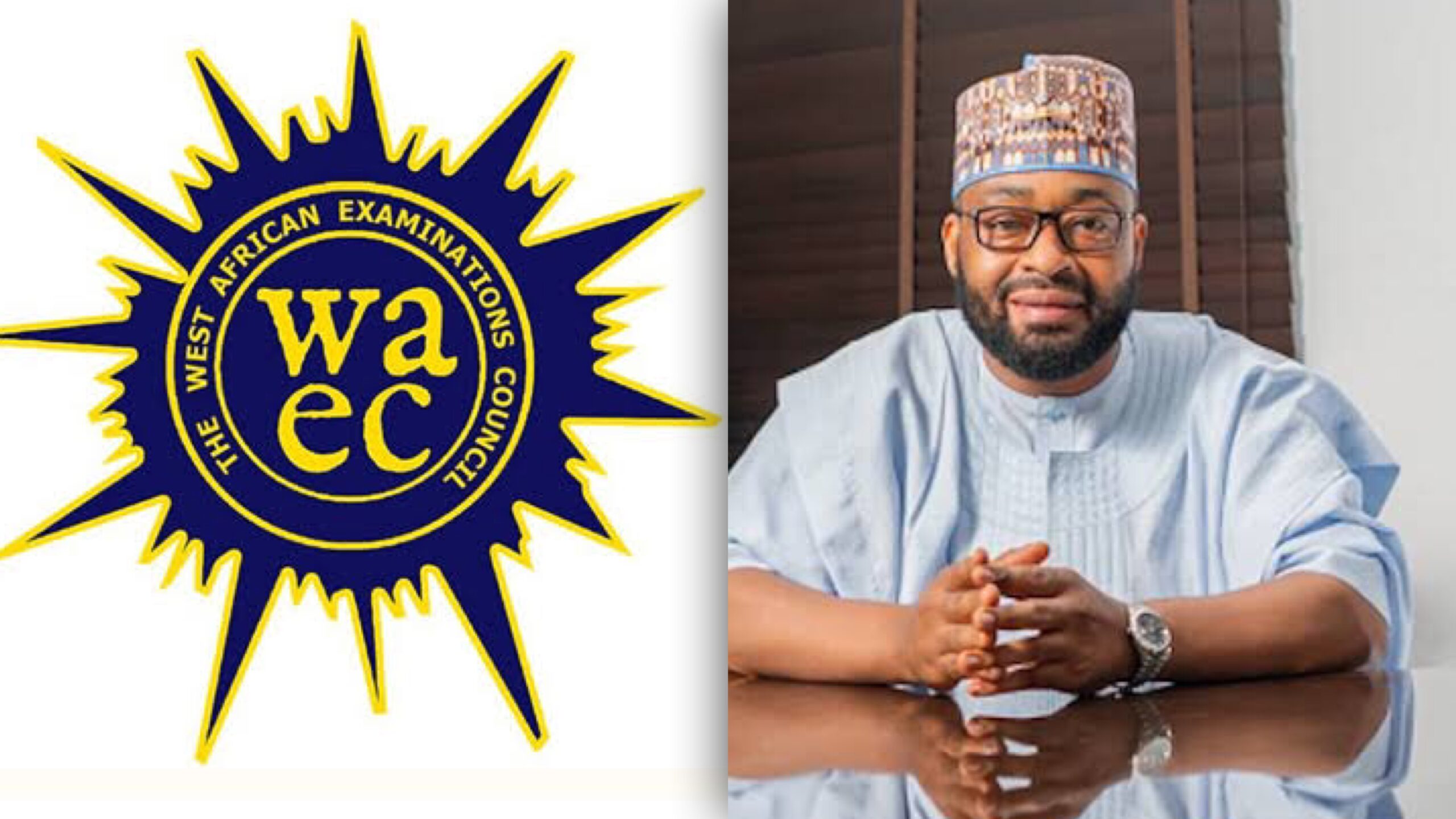 WAEC logo and Governor Umaru Bago