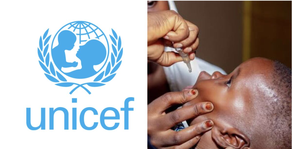 UNICEF logo and polio vaccination