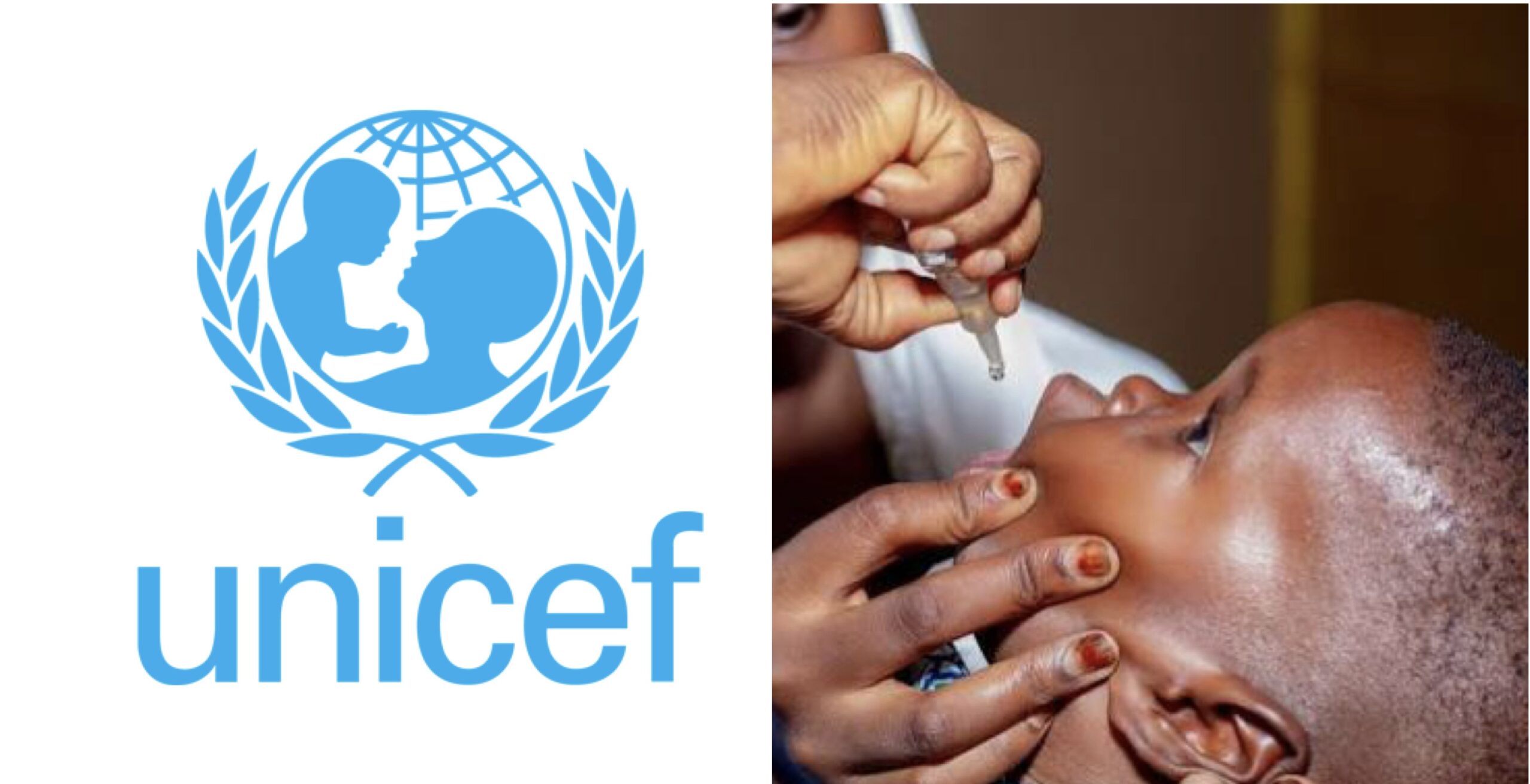 UNICEF logo and polio vaccination