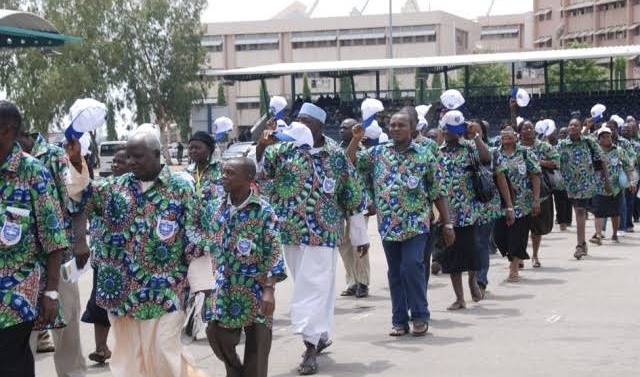 Workers parade