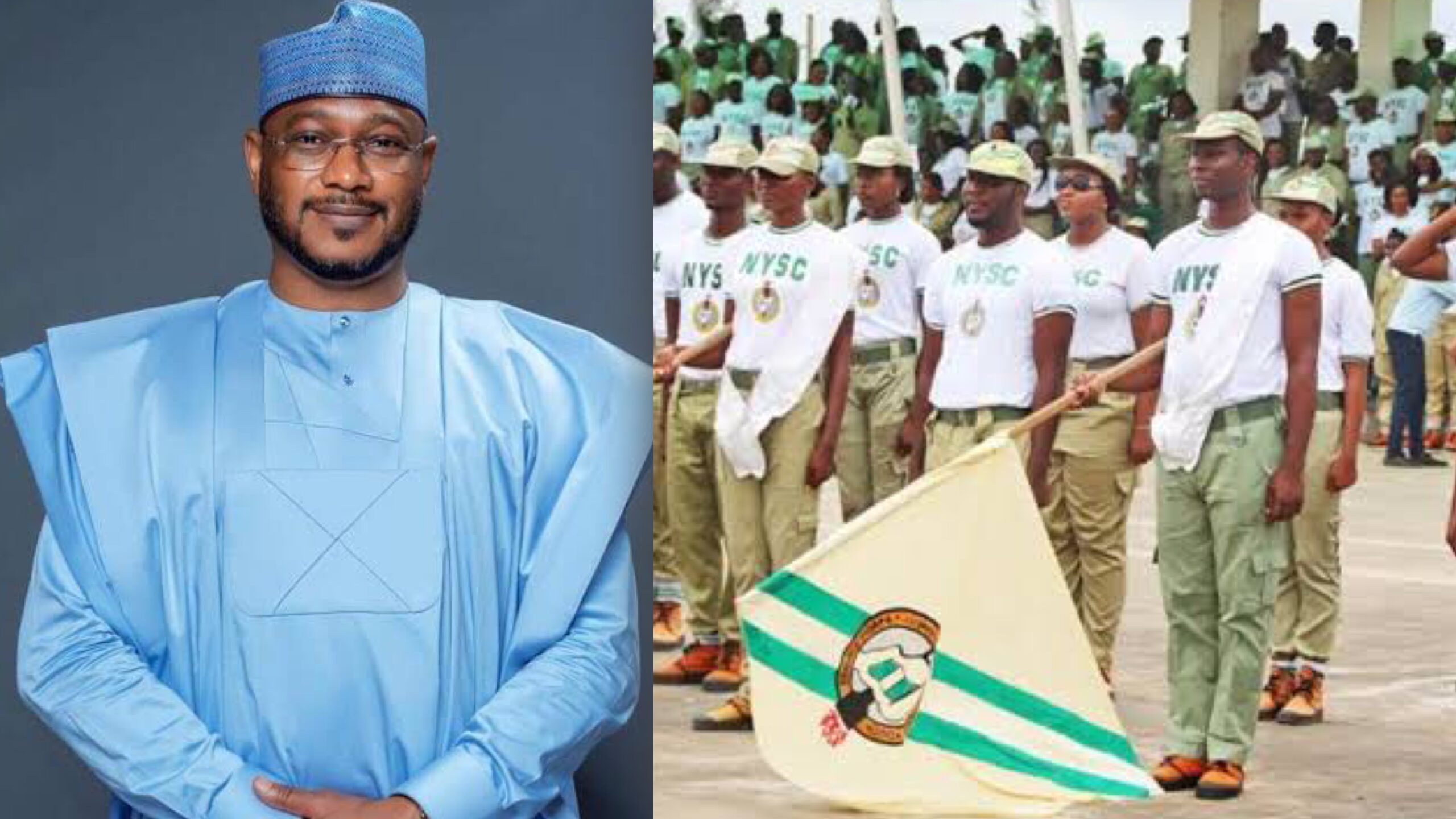 Corps members and Gov. Dauda Lawal