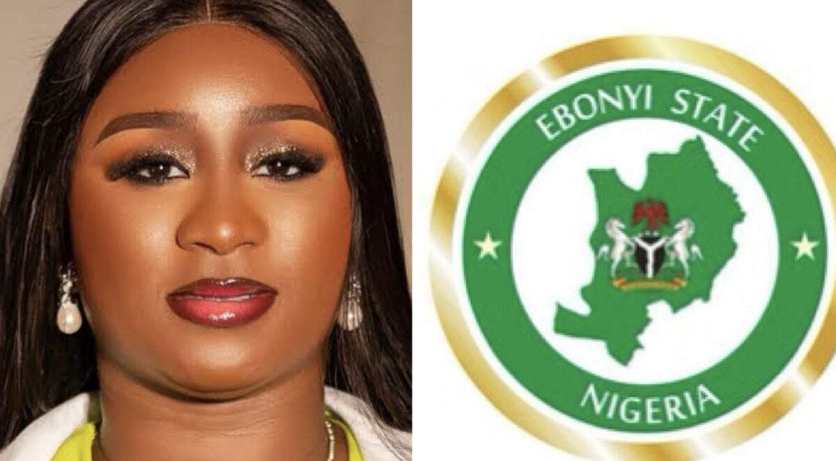 Mary-Maudline Nwifuru (CREDIT: PREMIUM TIMES) and Ebonyi State logo (CREDIT: WIKIPEDIA)