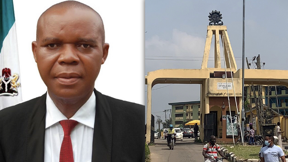 NATE National President, Dominic Udoatan/Gate of The Polytechnic Ibadan