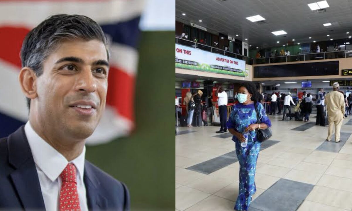 Prime Minister Rishi Sunak and Nigerians at the airport