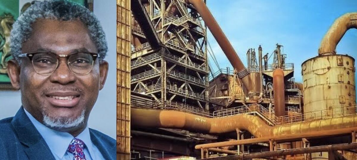A composite of the Minister of Mines and Steel Development, Olamilekan Adegbite and Ajaokuta Steel Company