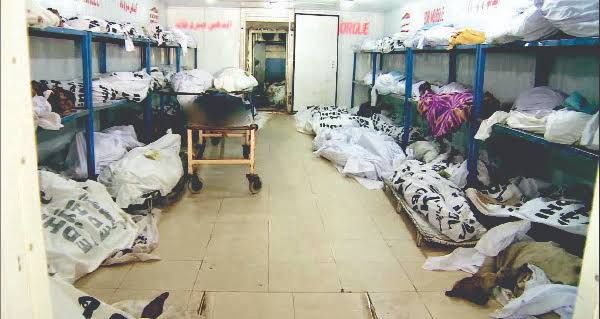 Body bags in morgue Credit: Sun