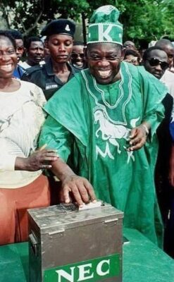 Photo: Mr Abiola cast his vote in June 12, 1999 presidential election