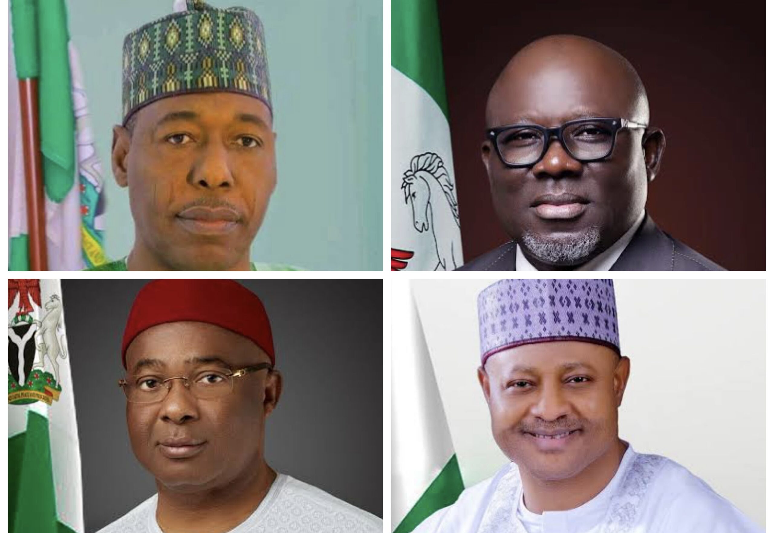 Governors Babagana Zulum, Sheriff Oborevwori, Uba Sani and Hope Uzodimma of Imo