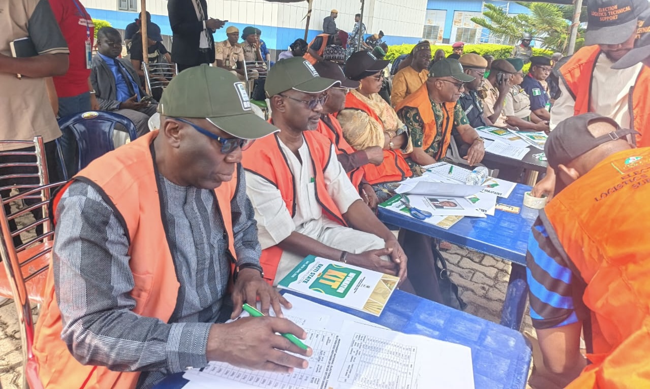 Distribution of election materials at Ekiti State INEC headquarters