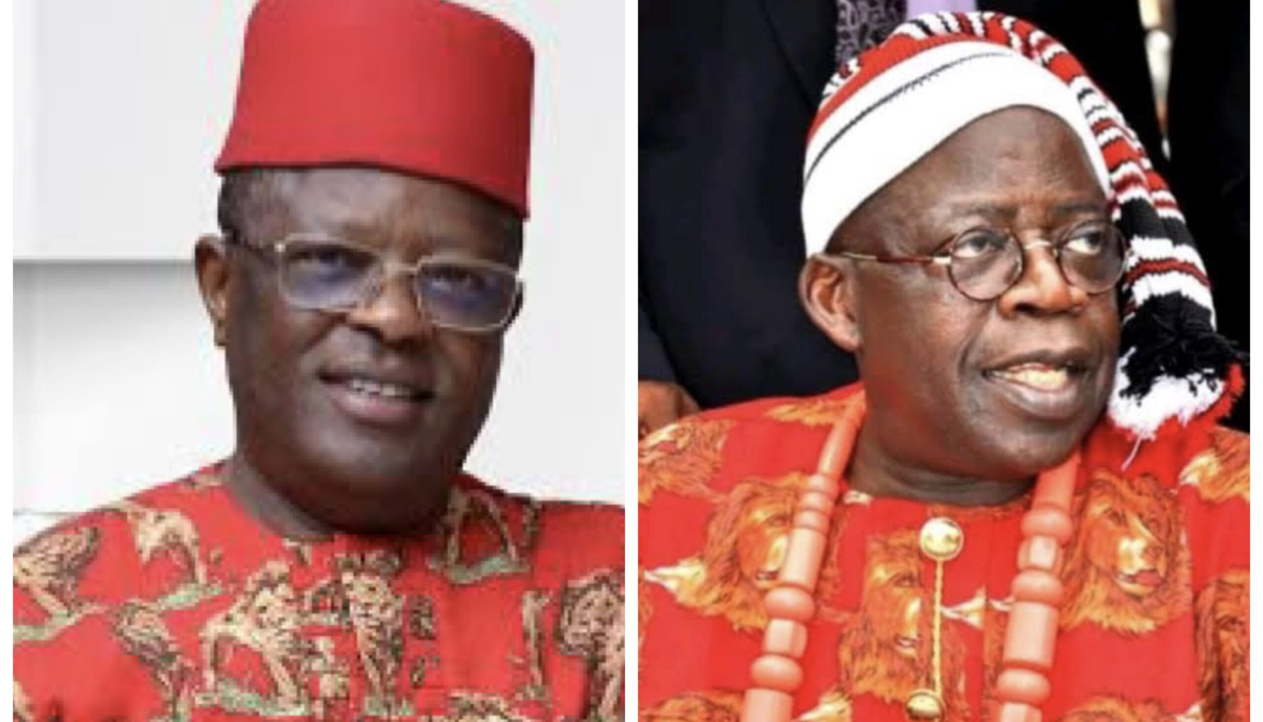 David Umahi and President BolaTinubu in Igbo attire