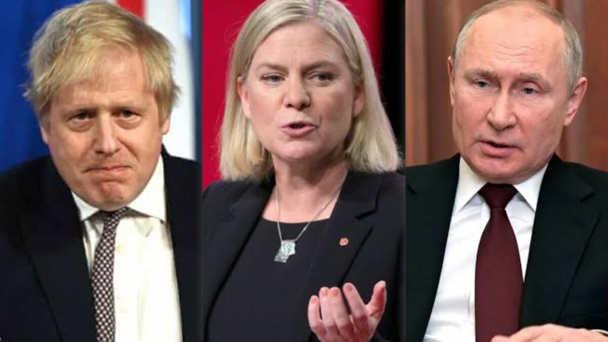 Boris Johnson, Magdalena Andersson and Vladimir Putin
