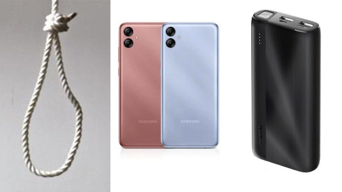 Hangman's noose, phone (Credit: Tech economy) and power bank (credit: 3C HUB|)