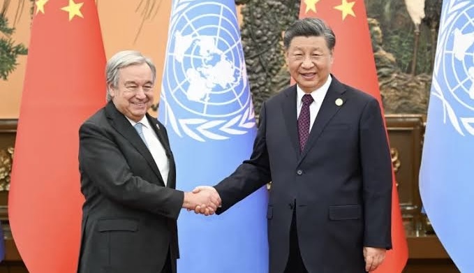 Chinese President Xi Jinping with UN Secretary-General Antonio Guterres